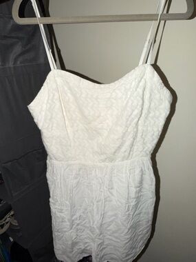 Aeropostale White Strapless Textured Mini Dress with Spaghetti Straps